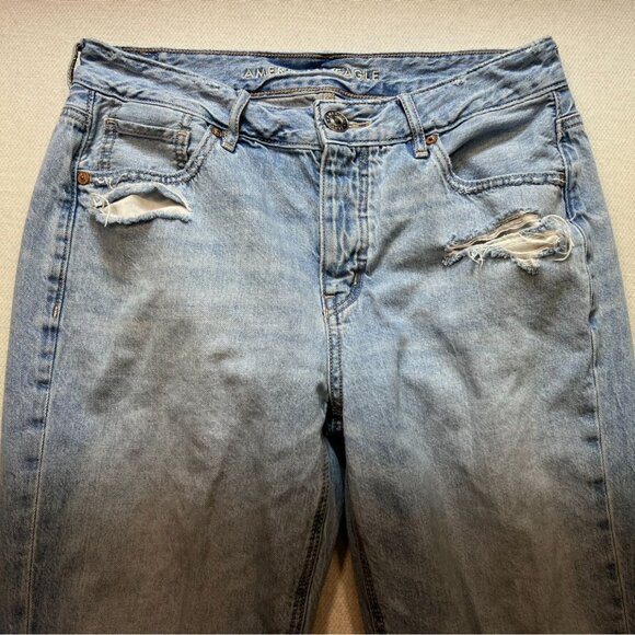 American Eagle Womens Straight Leg Jeans Size 4 Distressed Blue Denim Casual - Picture 5 of 11